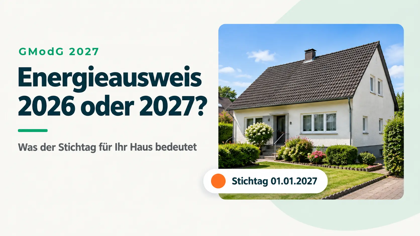 Gepflegtes Einfamilienhaus mit Hinweis auf den Energieausweis-Stichtag 01.01.2027 – KI-generiertes Bild